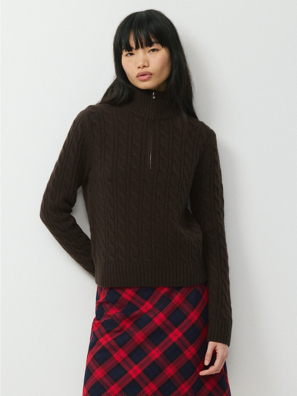 ARITZIA Merino Wool Quarter Zip Sweater Mocha brown